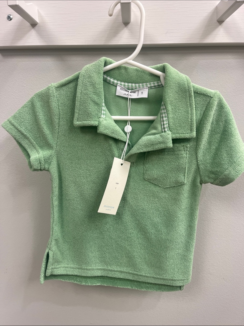 Minnow nwt size 1y Light Green Terry Polo Top for Kids